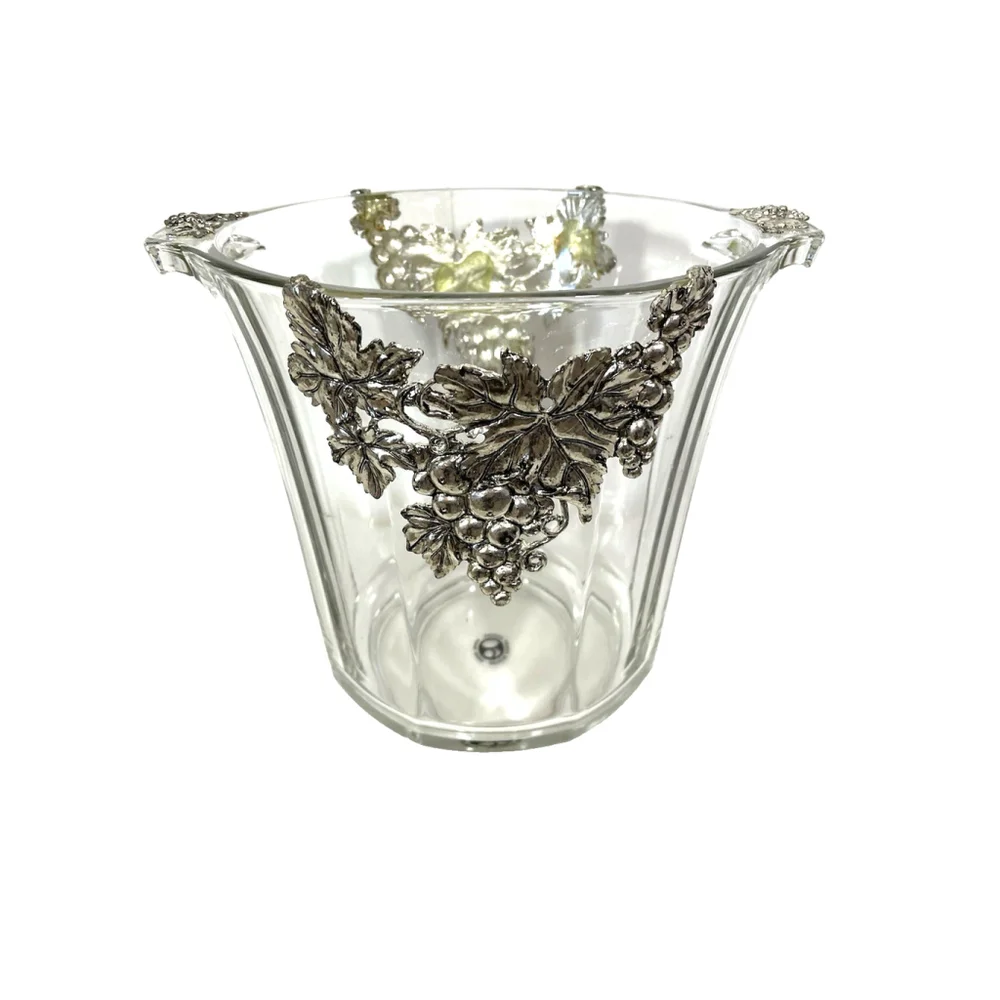 Arthur Court Designs Glass Champagne Wine Ice Chiller Silver Metal Grapevine 8